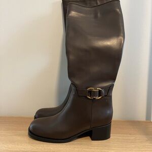 Italian Leather Chestnut Riding Boots – Made in Italy – Size 36